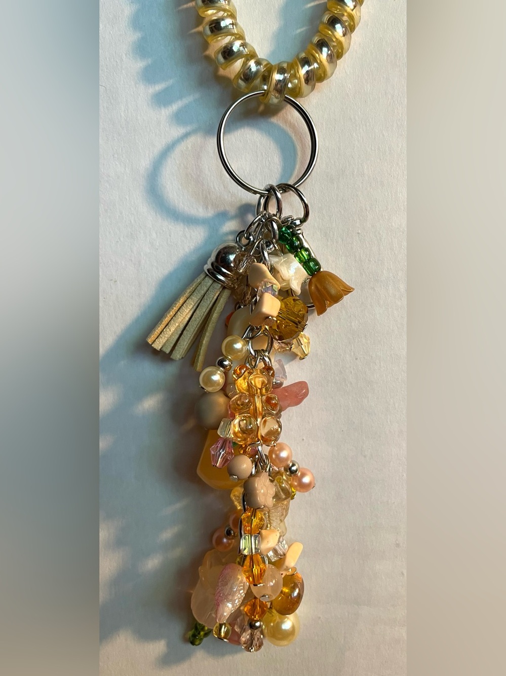 Beaded Tassel Keychain/Purse Charm in Yellow & Gold Tones